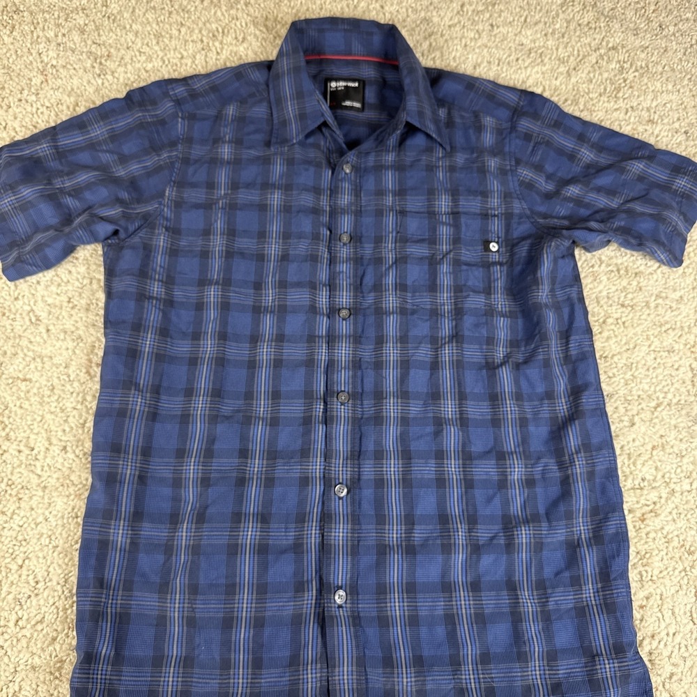 Marmot Men's Blue Plaid Short Sleeve Button-Up Shirt, Style 62220 Size Medium - Picture 2 of 6